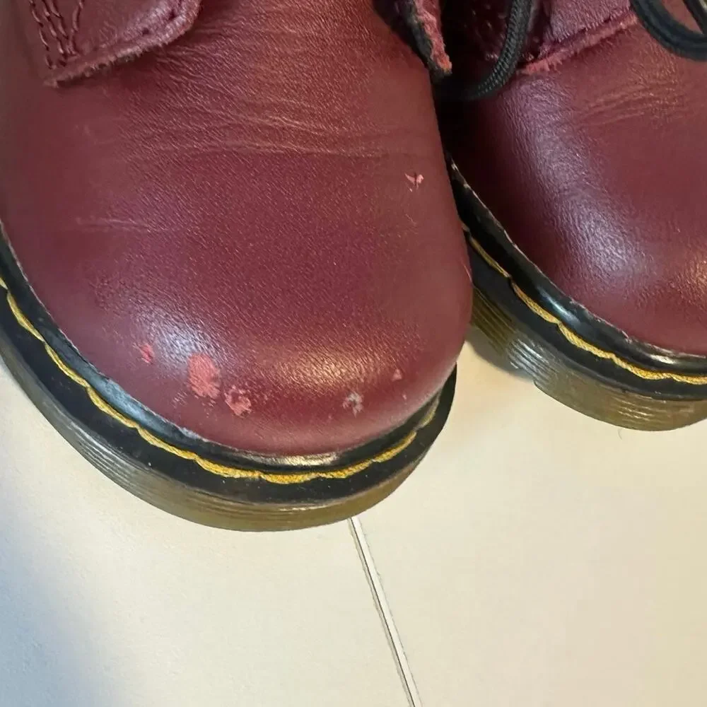 Doc Martens Toddler 1460 Softy T Leather Ankle Side Zip Boots Size 6 Cherry Red